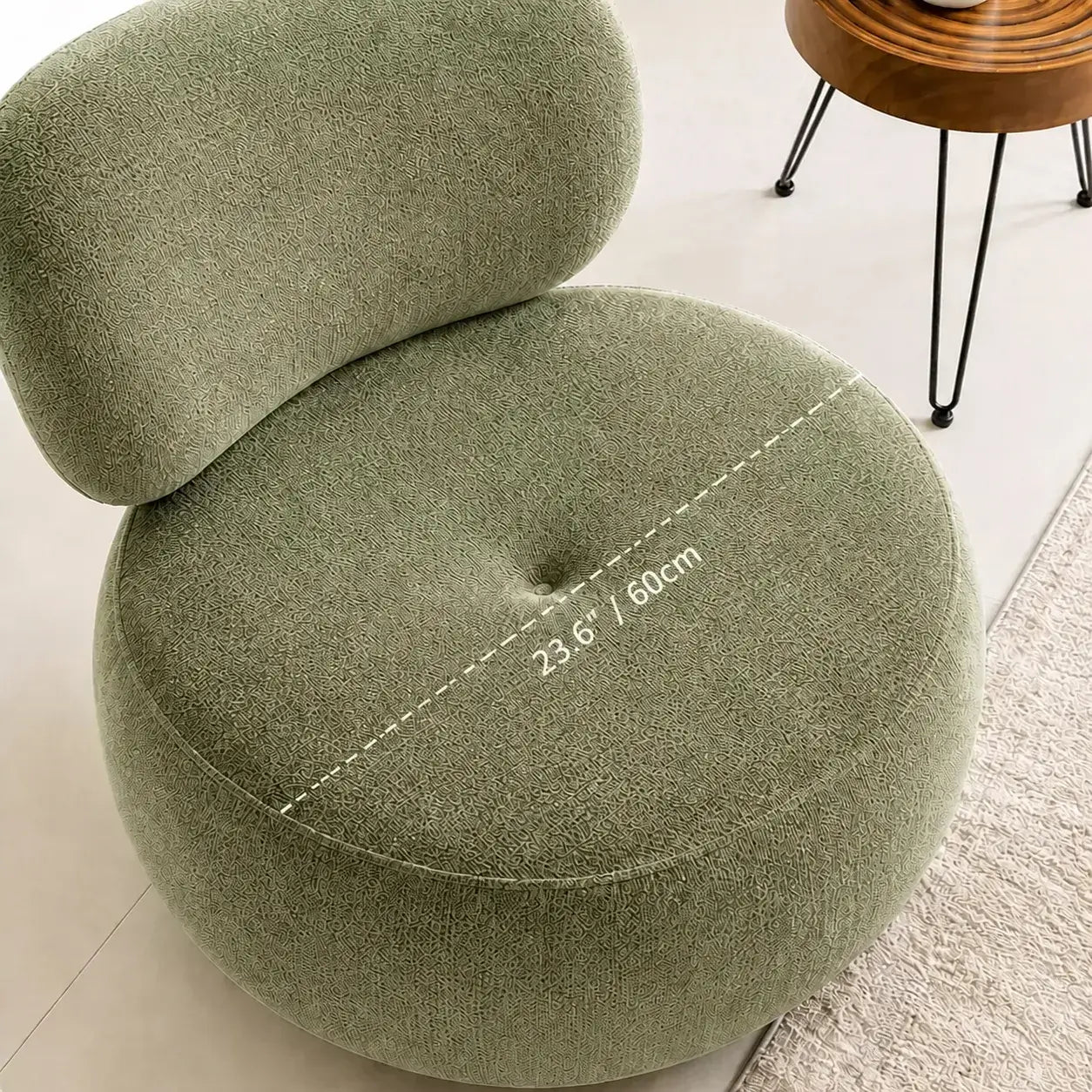 Curved Upholstered Swivel Chair for Vanity Corners and Cozy Lounge Spaces