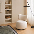 Curved Upholstered Swivel Chair for Vanity Corners and Cozy Lounge Spaces