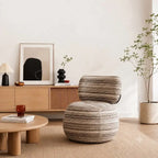 Curved Upholstered Swivel Chair for Vanity Corners and Cozy Lounge Spaces