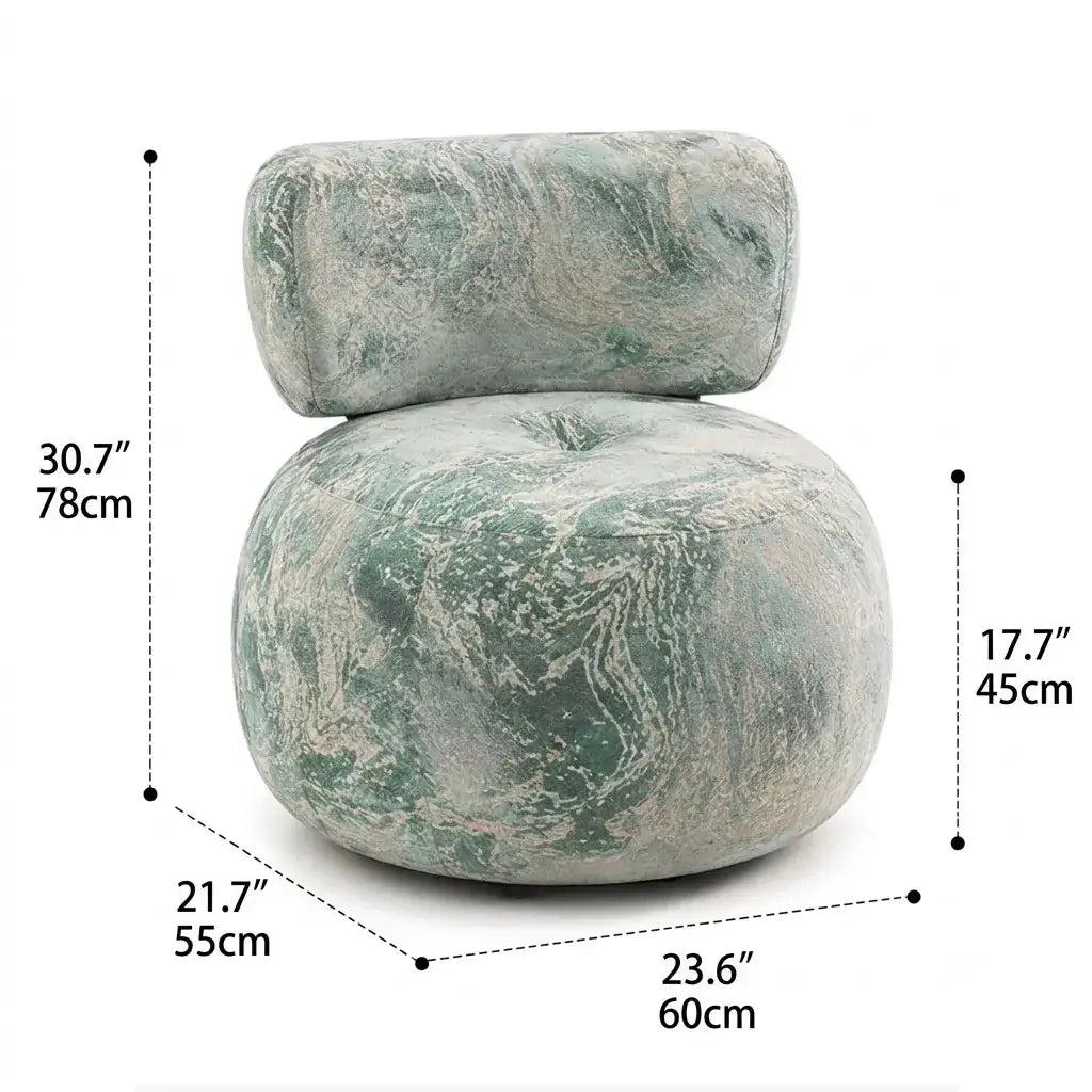 Curved Upholstered Swivel Chair for Vanity Corners and Cozy Lounge Spaces Dimensions