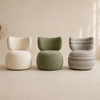 Curved Upholstered Swivel Chair for Vanity Corners and Cozy Lounge Spaces Main Product Image