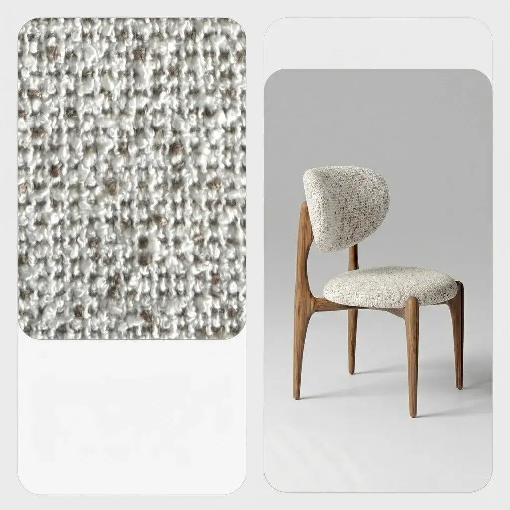 Curved Upholstered Vanity Stool with Ash Wood Frame and Retro Warmth