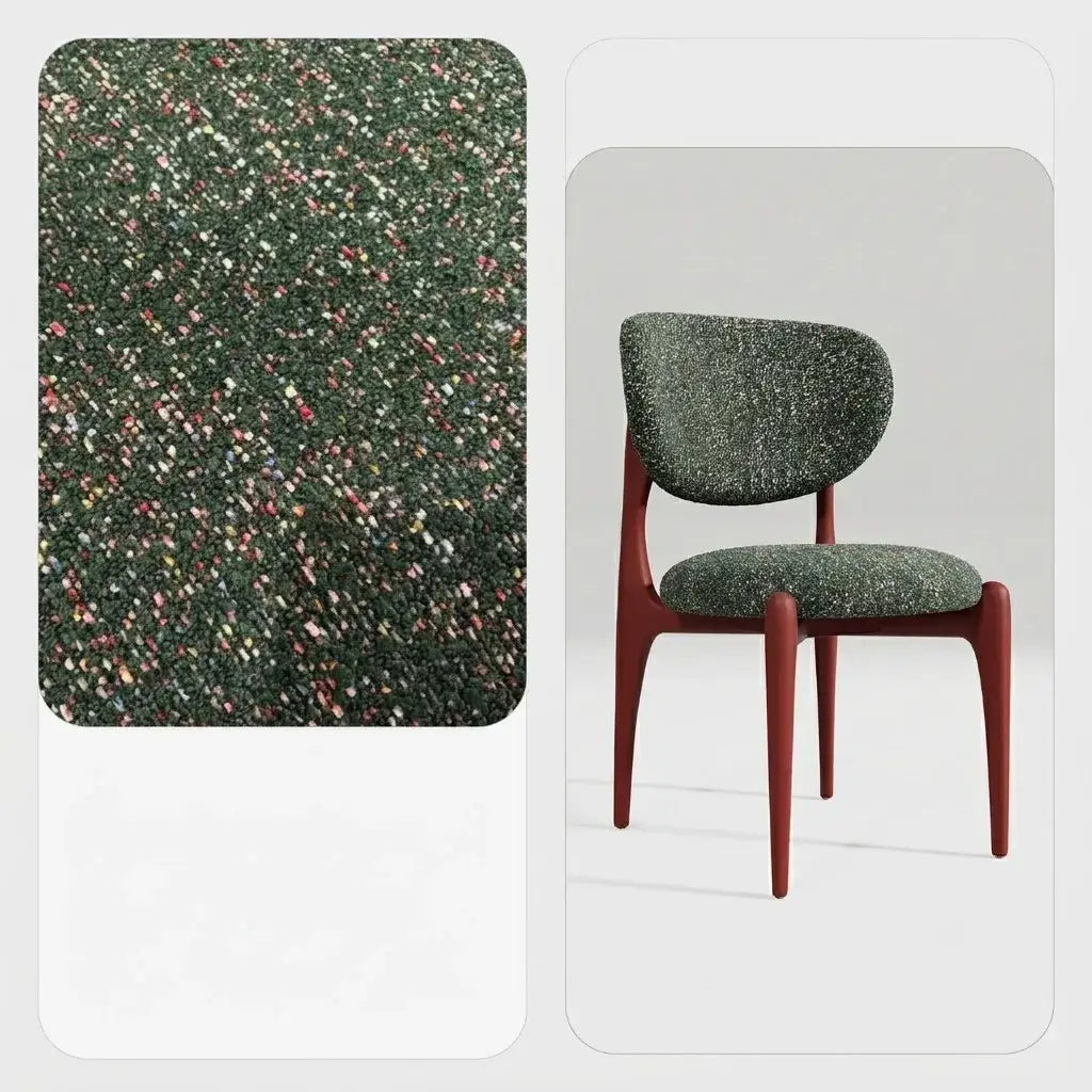Curved Upholstered Vanity Stool with Ash Wood Frame and Retro Warmth