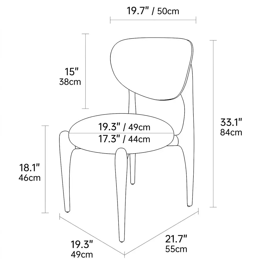 Curved Upholstered Vanity Stool with Ash Wood Frame and Retro Warmth Dimensions