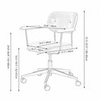Curved Velvet Office Chair with Wood Armrests and Swivel Lift Base Dimensions
