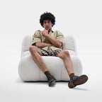 Cute Pet-Inspired Boucle Chair with Soft Chenille Fabric