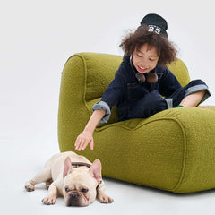 Cute Pet-Inspired Boucle Chair with Soft Chenille Fabric