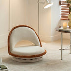 White armless tatami sofa with cute teddy velvet and cookie-shaped design