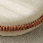 White armless tatami sofa with cute teddy velvet and cookie-shaped design