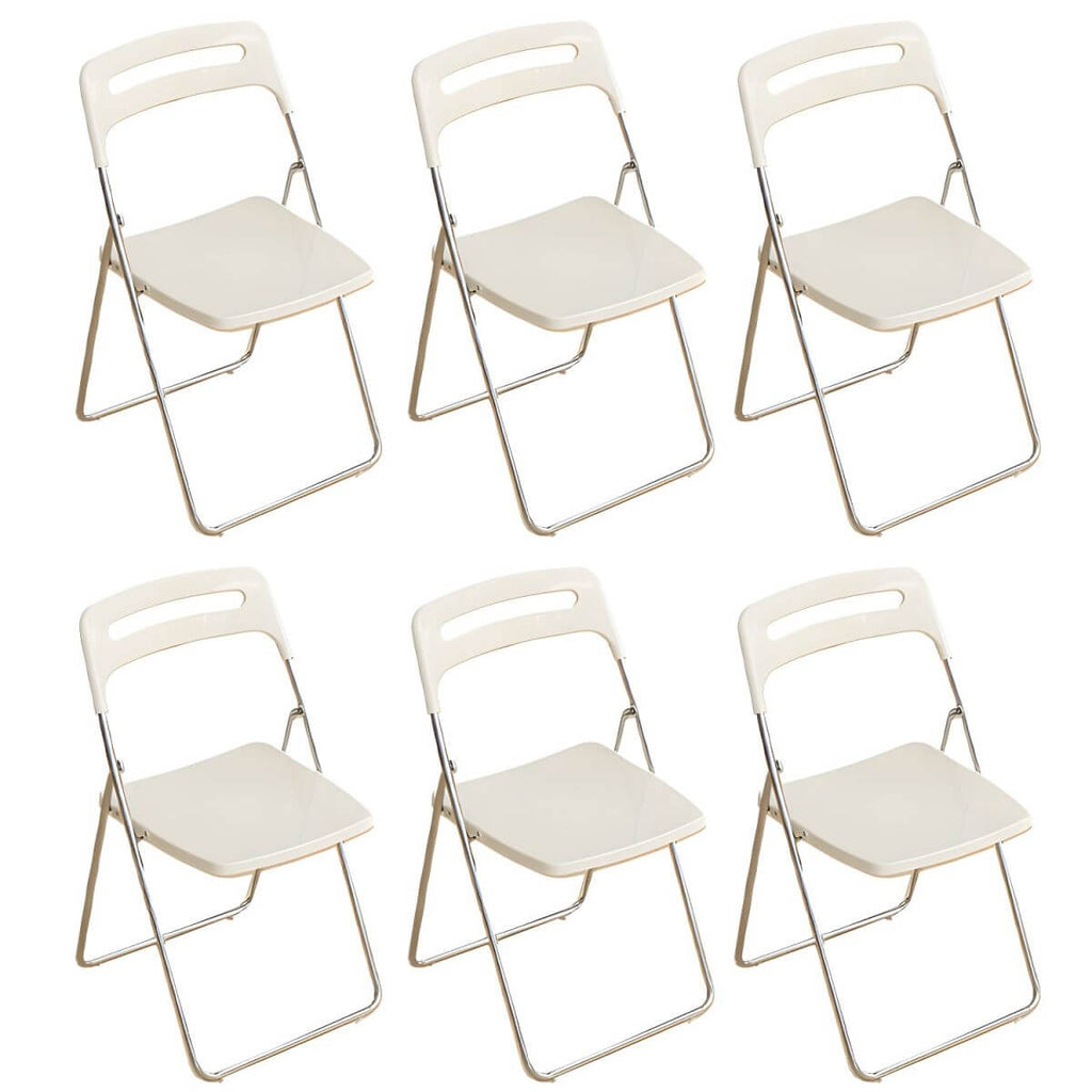 Modern collapsible open back side chair made of plastic and acrylic, ideal for kitchen and dining areas