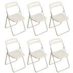 Modern collapsible open back side chair made of plastic and acrylic, ideal for kitchen and dining areas
