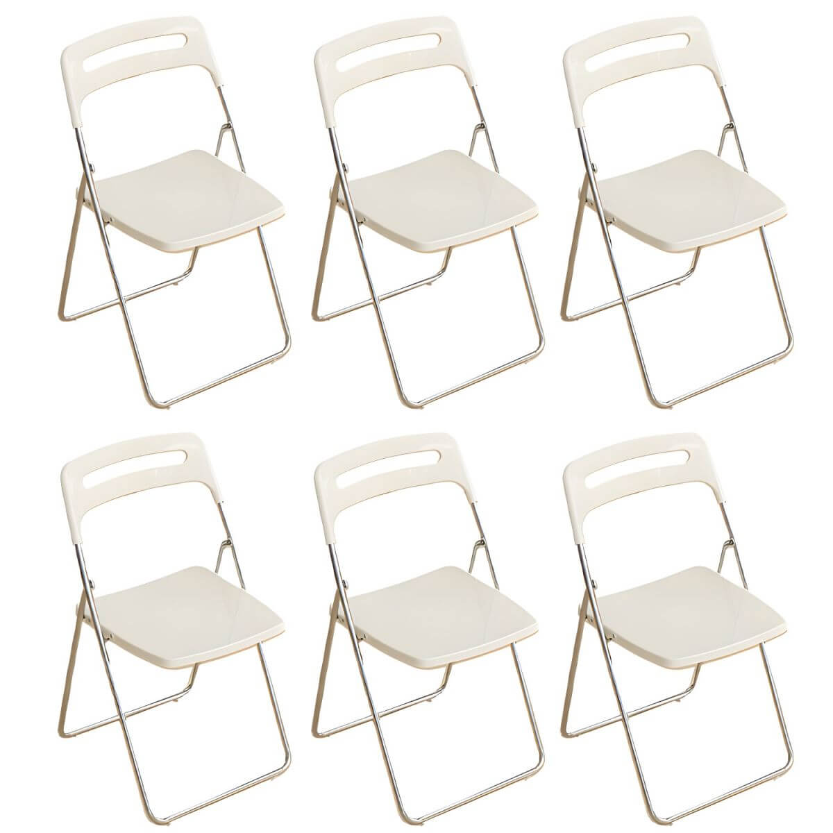 Modern collapsible open back side chair made of plastic and acrylic, ideal for kitchen and dining areas