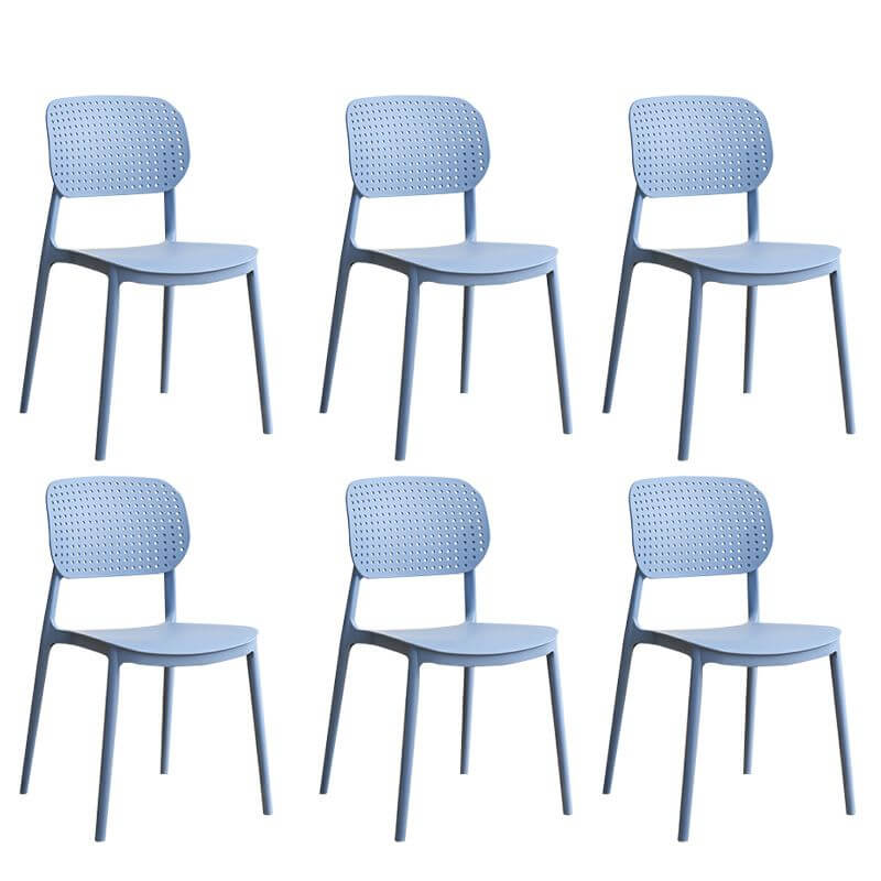 Stackable Scandinavian style plastic and acrylic side chair with low back for dining