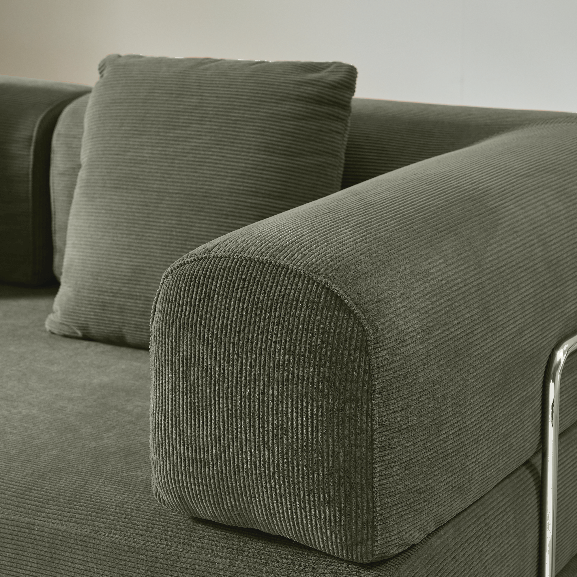 Convertible sofa bed upholstered with soft corduroy fabric, measuring 78.7 inches