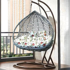 Tropical Magenta/Grey/Sepia Oxidation Resistant Basket Alloy Framed Porch Swing with Stand, Pads and Chain, Stand Included Porch Swings
