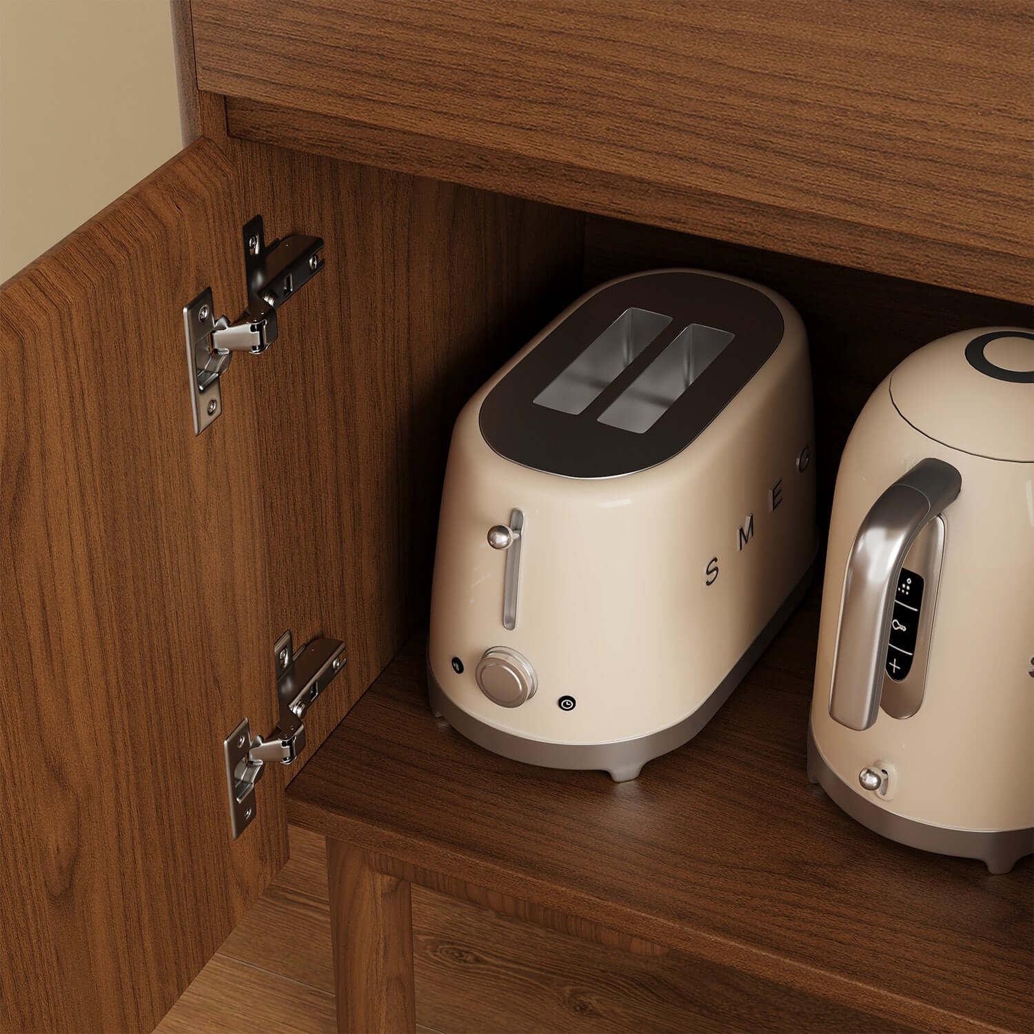 Retro wooden accent cabinet featuring multiple drawers for stylish storage