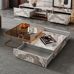 Rectangular Coffee Table Combination with 2 Drawers