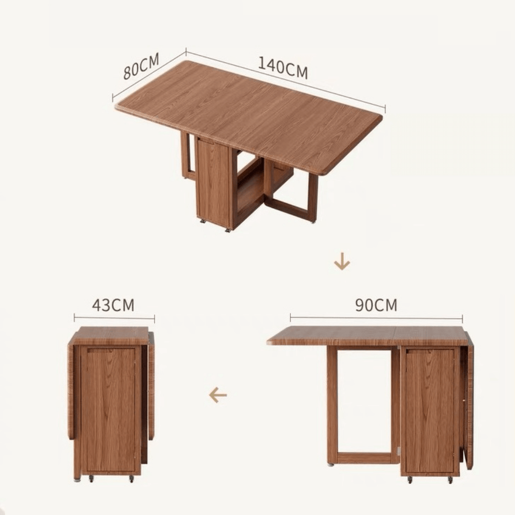 Folding dining table with storage, space-saving and multi-purpose design for small spaces