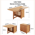 Solid wood folding dining set with chairs, versatile and space-saving furniture for dining rooms