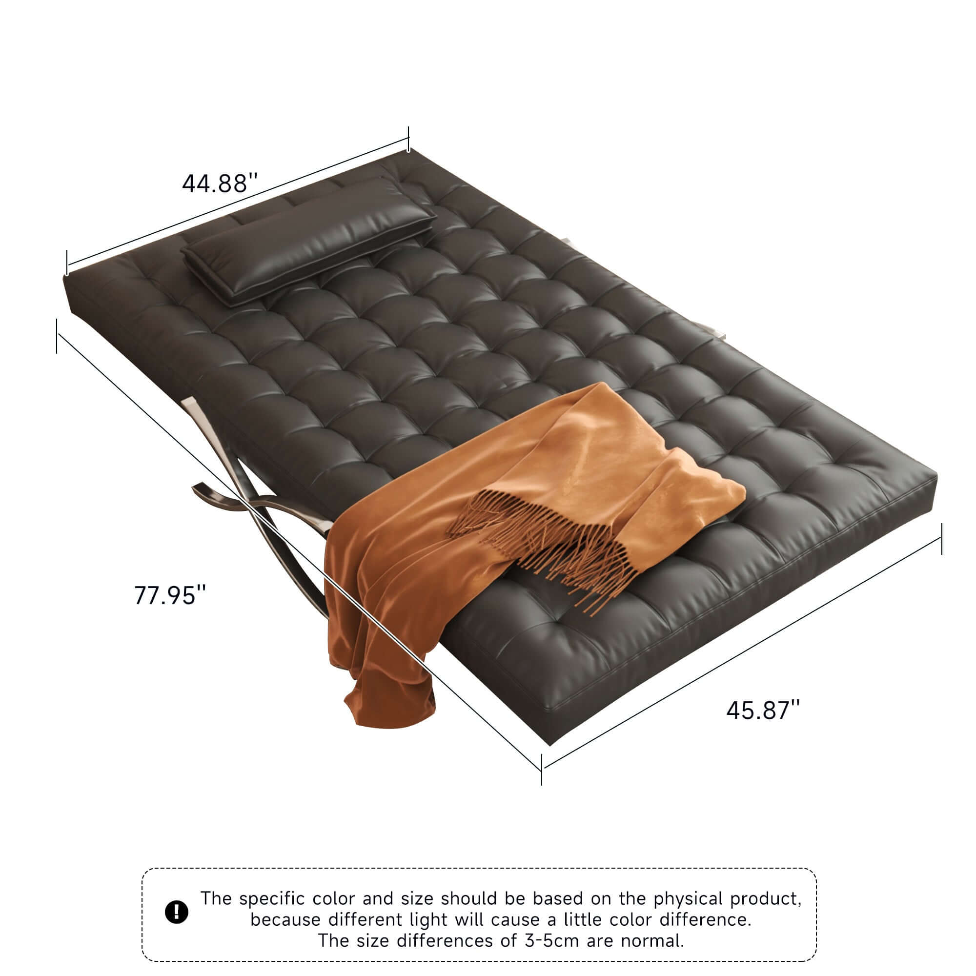 Retro leather Barcelona sofa chair with metal legs, featuring a lazy design for comfort