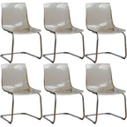 Scandinavian style plastic and acrylic dining side chair with silver legs, non-upholstered design