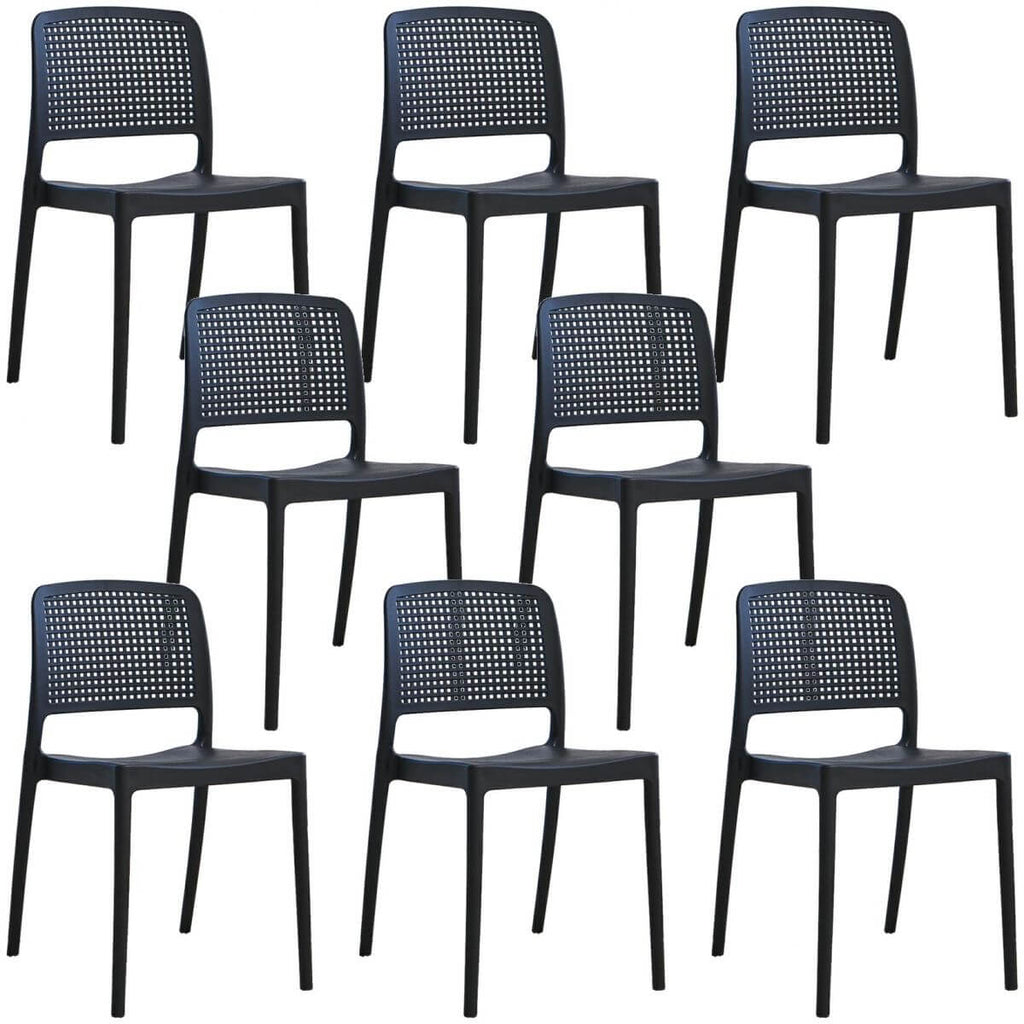 Stackable modern plastic and acrylic side chair for kitchen and dining use