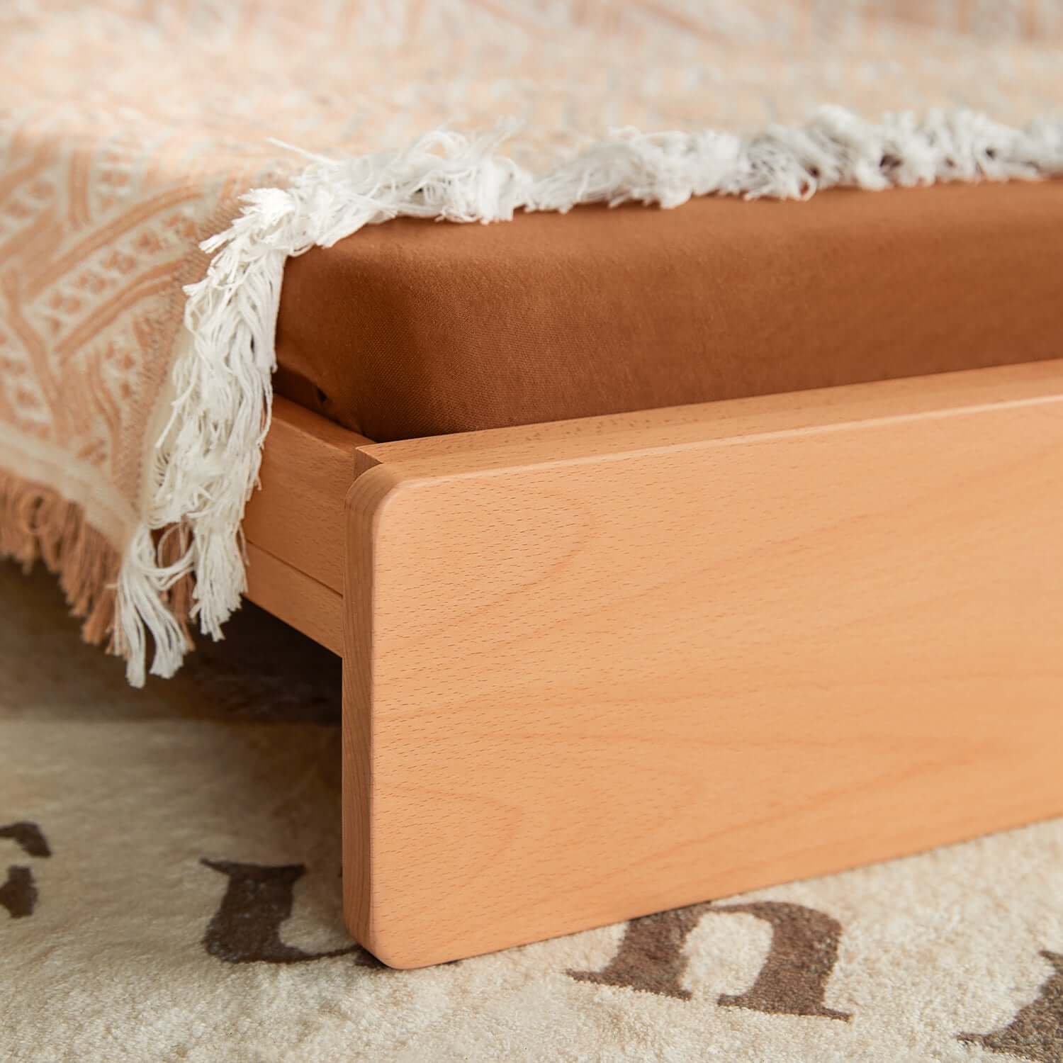 Extendable solid wood kids castle bed with canopy and upholstered headboard, converts from toddler to twin size