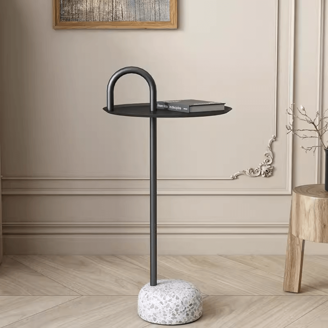 Terrazzo side table with easy-move design and eco-friendly coating for modern living