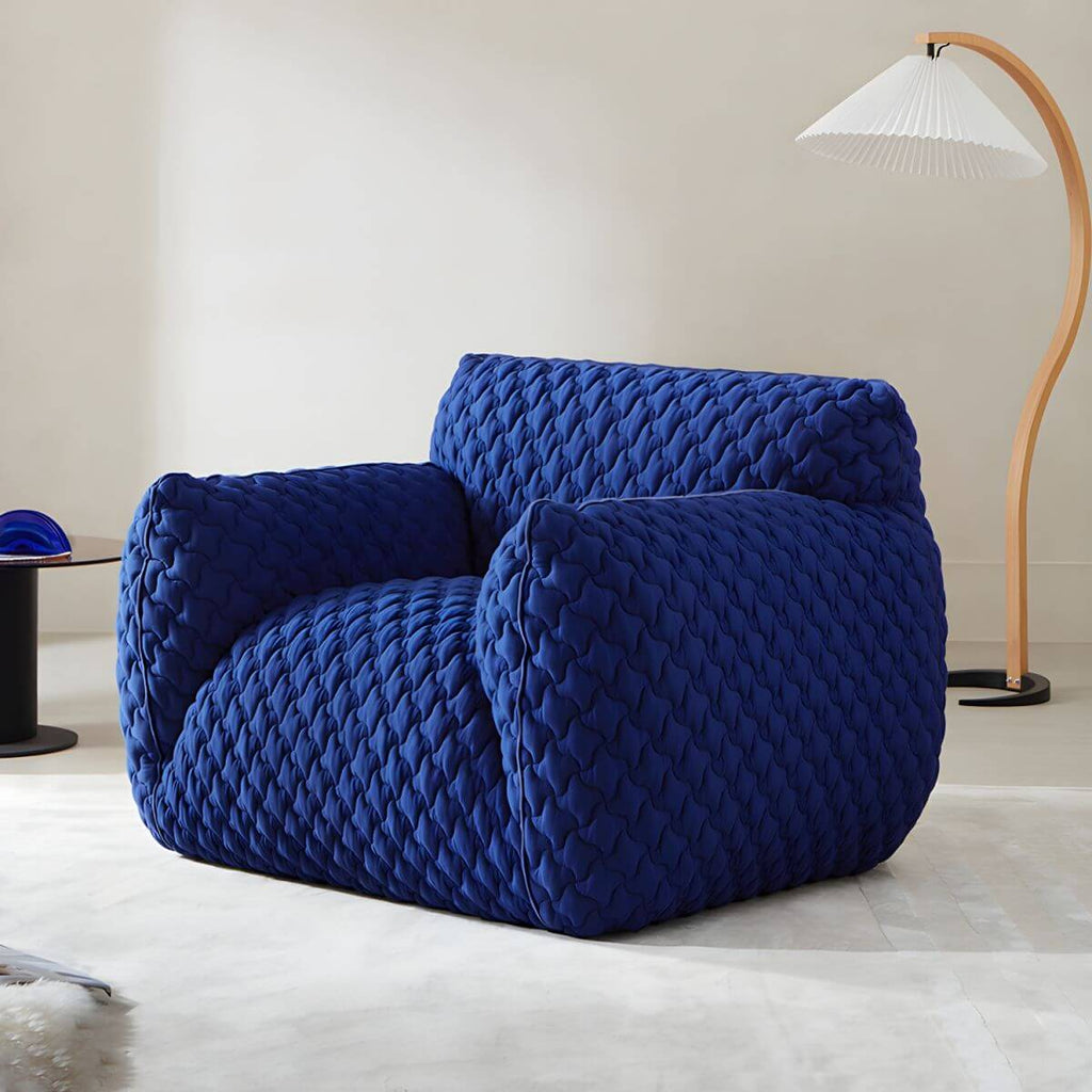 Light gray Scandinavian single sofa chair with polyester twill upholstery, ideal for bedroom seating main product image