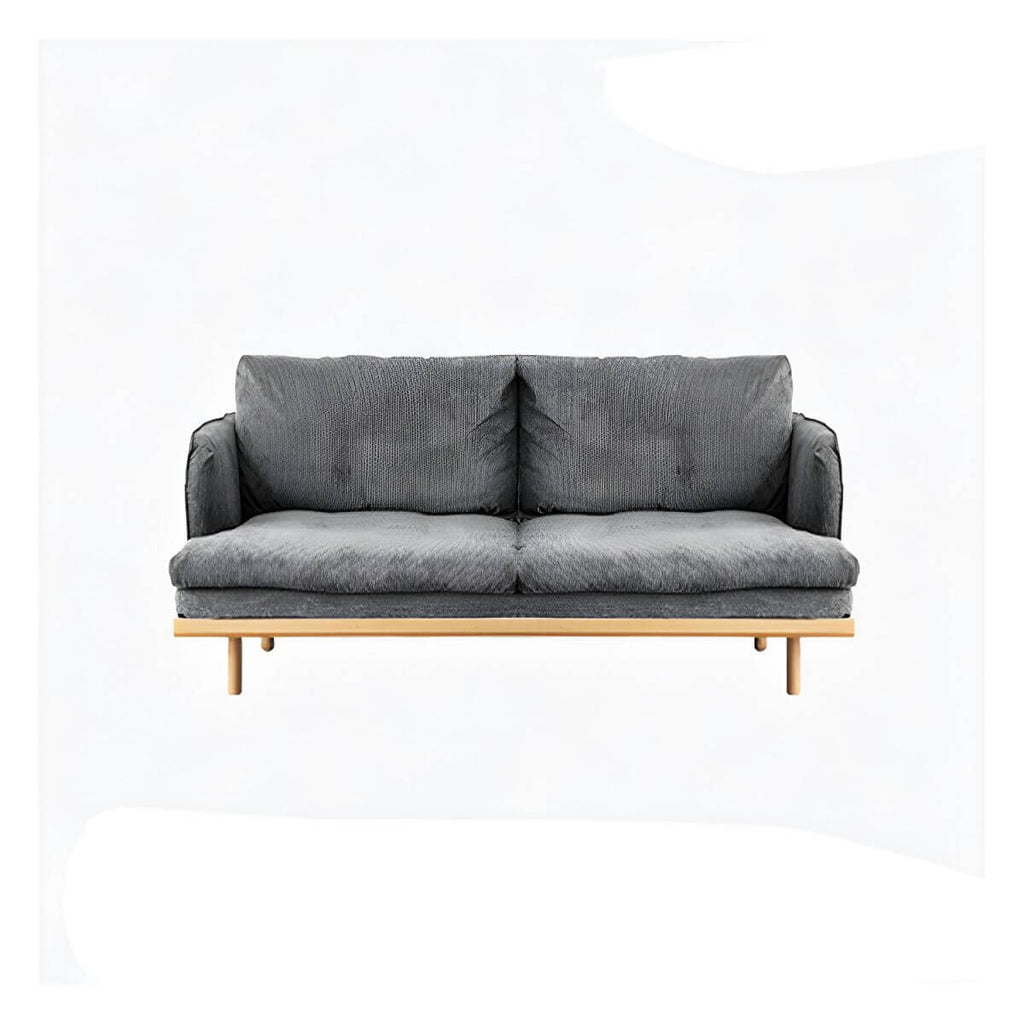 Modern polyester sofa settee with recessed arms and tight back, ideal for living room seating