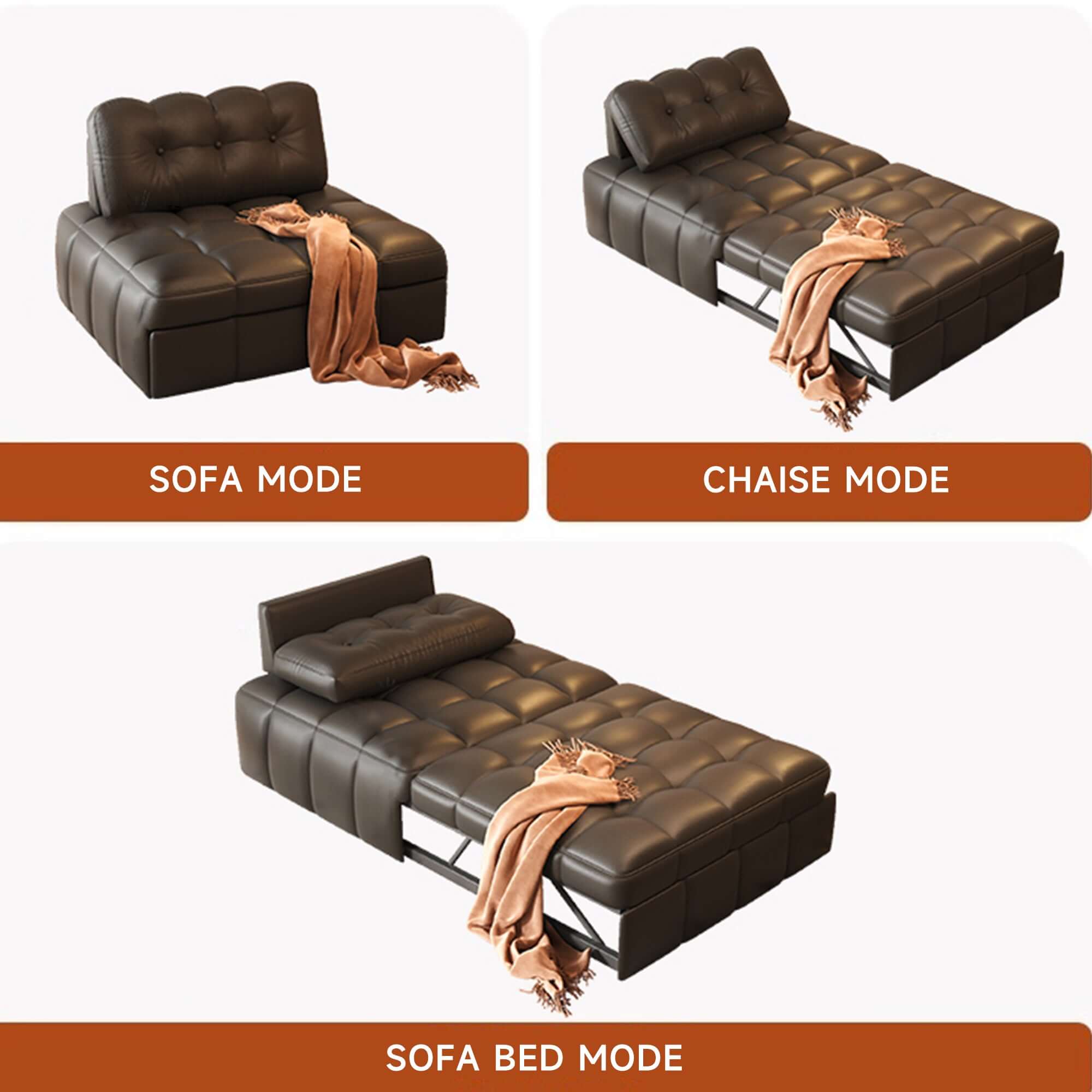 Modern convertible sofa bed that easily switches between a comfortable couch and a bed