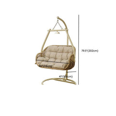 Tropical Cocoa/Cream/Chalk Alloy Frame Upholstered Porch Swing with Stand and Chain, Stand Included Porch Swings