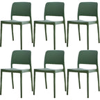 Scandinavian plastic and acrylic dining chair with low backrest and armless design