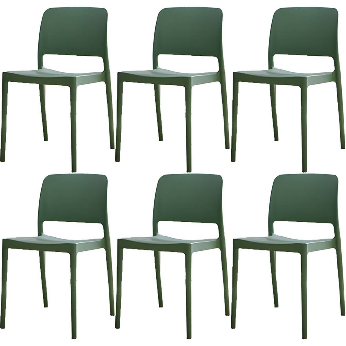 Scandinavian plastic and acrylic dining chair with low backrest and armless design