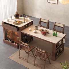 Kitchen Island Extendable Dining Table with Sintered Stone Top