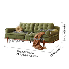 French Vintage Couch Sofa Available in Green & White Tech Velvet Upholstery