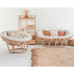 Natural Rattan Papasan Chair - Cozy Lounge Sofa
