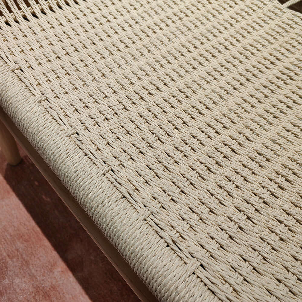 Solid wood dining armchair with natural style and paper twine seat for comfortable seating