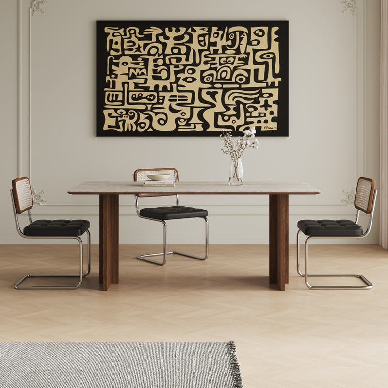 Set aus 2 Rattan Esszimmer-Seitenstühlen mit Edelstahlgestell - Mid-Century Modern Design Hauptbild