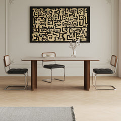 Juego de 2 Sillas Laterales de Comedor de Ratán con Base de Acero Inoxidable - Diseño Moderno de Mediados de Siglo