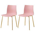 Modern plastic and acrylic side chair with metal legs, ideal for kitchen and dining rooms