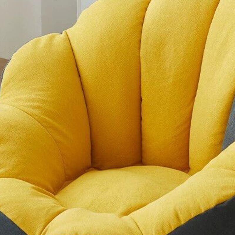 Lemon color cotton blend Papasan chair with slipcover and sewn pillow back accent