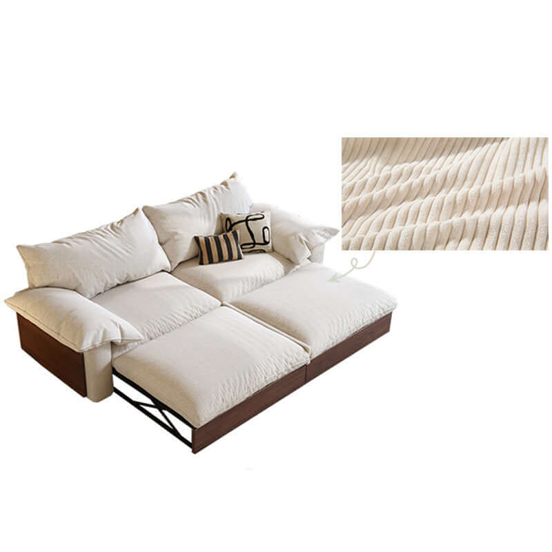 Japandi style pull-out sofa bed available in three fabric options for versatile seating and sleeping