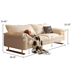 Genuine Leather Sofa Vintage Style for Living Room