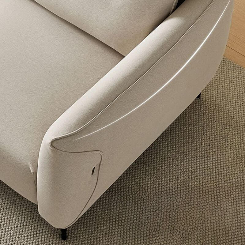 Straight sofa recliner with left-hand facing and round arms, made of polyester blend fabric