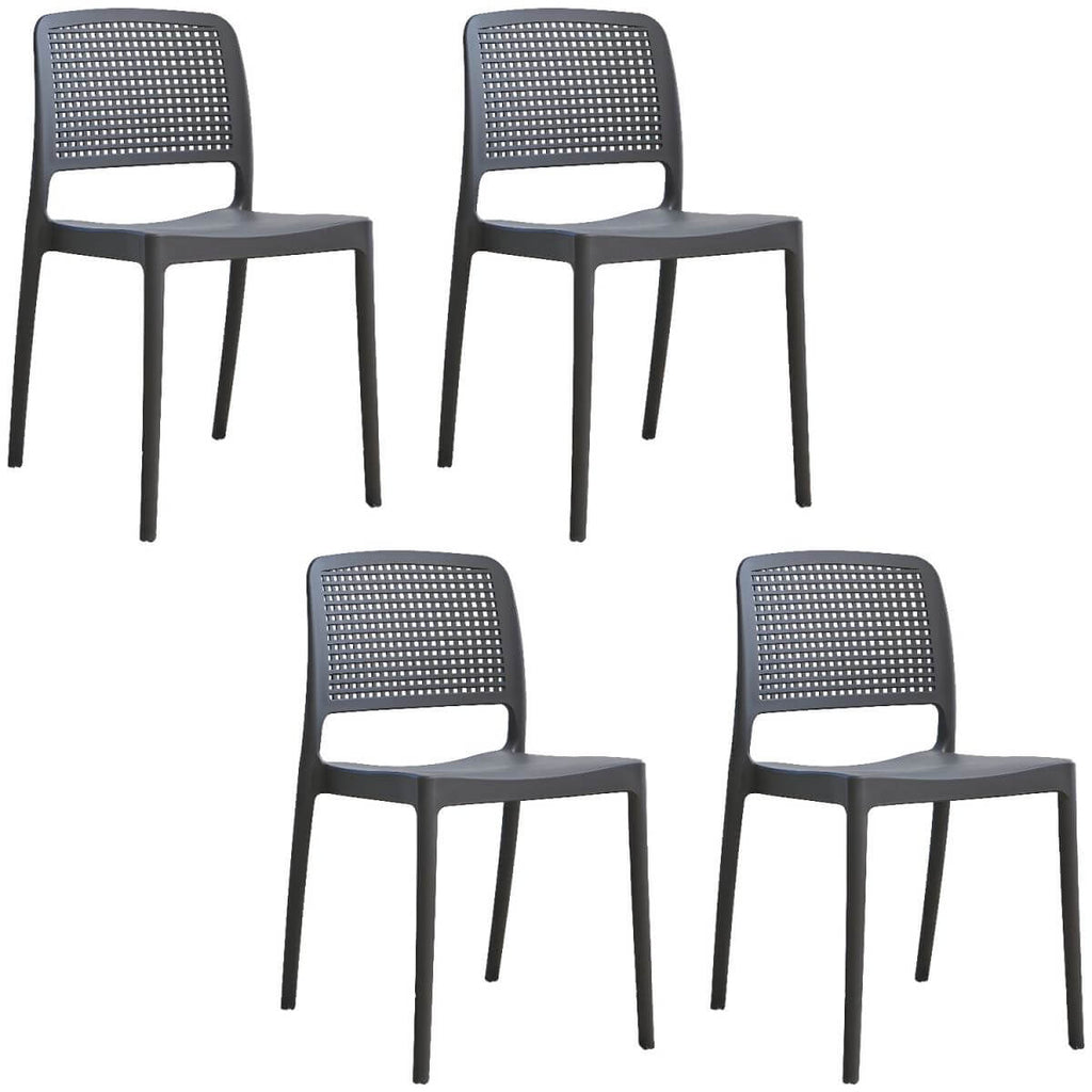 Stackable modern plastic and acrylic side chair for kitchen and dining use