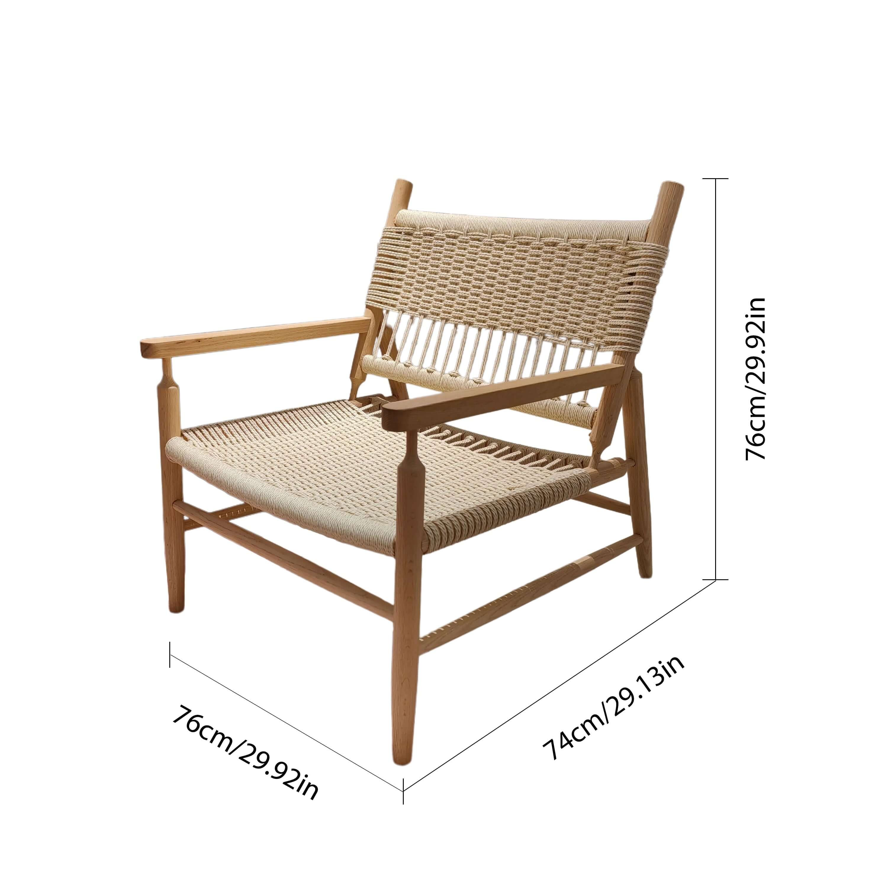 Solid wood dining armchair with natural style and paper twine seat for comfortable seating