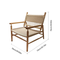 Natural Style Solid Wood Paper Twine Dining Armchair