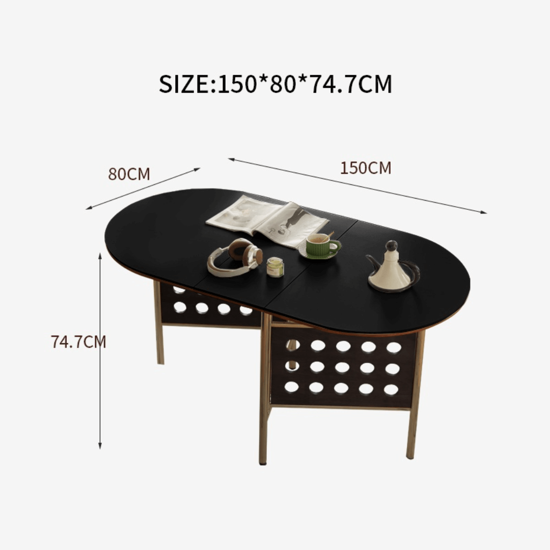 Retro-style dining table with smooth edges, perfect for family meals and work