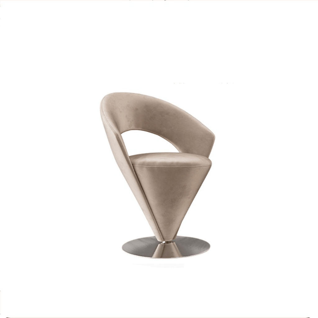 Pink and khaki Luxe Cone vanity stool with swivel feature for stylish seating